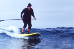 to his wife that he surfs